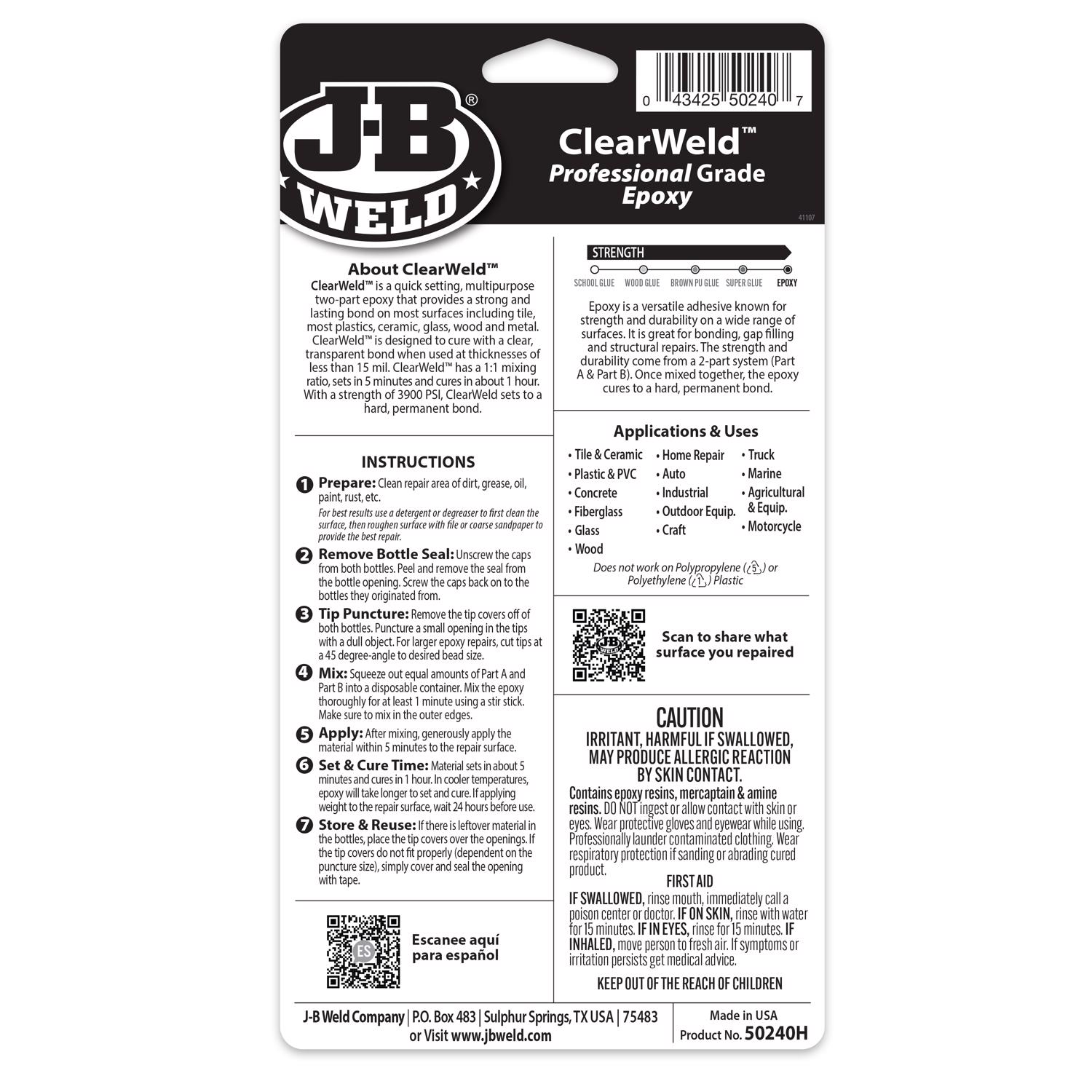 ClearWeld 2-Part Pro Epoxy, (2) 4 oz. Bottles