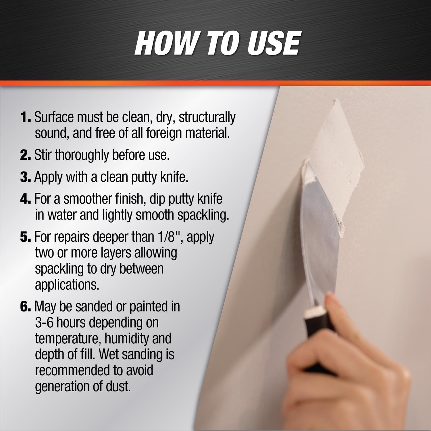 Vinyl Spackling Paste, Qt.