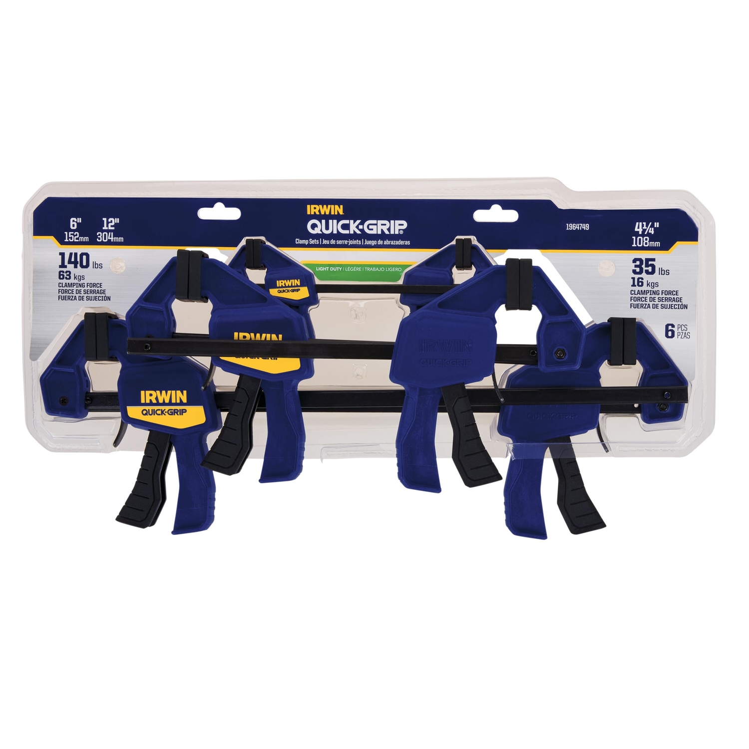 Irwin Quick-Grip Bar Clamp Set 100 lb 6 pc