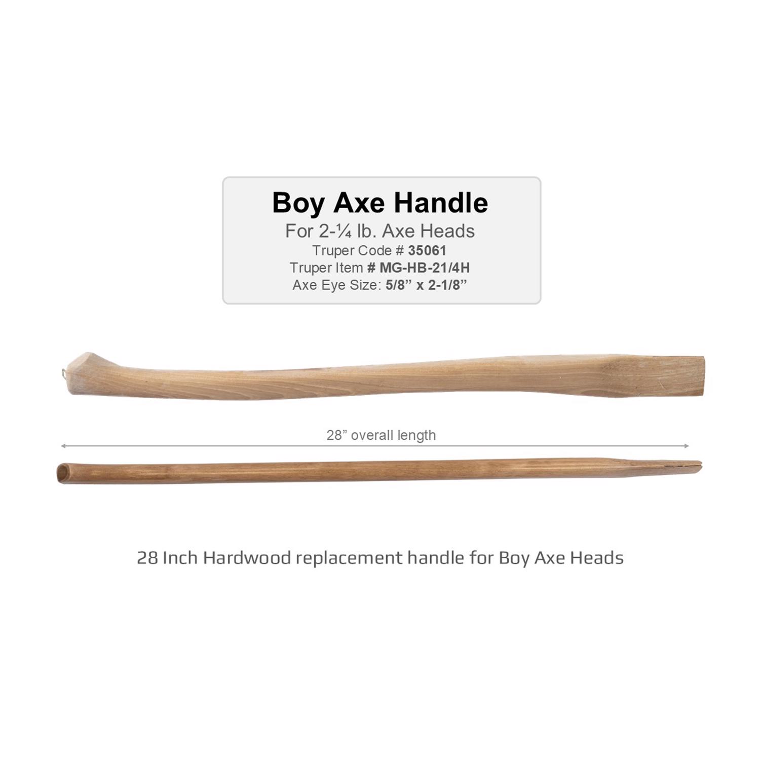 Boys Single Bit Curved Grip Axe Handle, North American Hickory, 28-In.